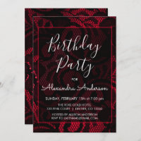 Red and Black Satin Lace Any Age Birthday Party