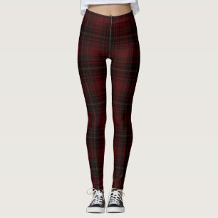 Red And Black Scottish Tartan Plaid Pattern Leggings