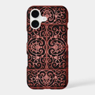 Red and black scrollwork pattern