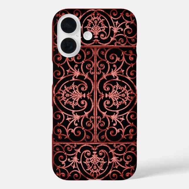 Red and black scrollwork pattern Case-Mate iPhone case (Back)