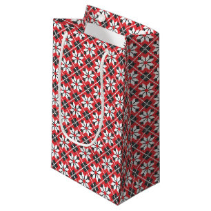Red and black seamless cross-stitch pattern small gift bag