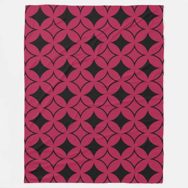 Red and black shippo fleece blanket (Front)