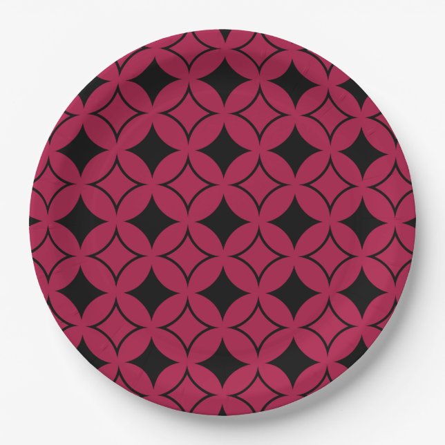 Red and black shippo paper plate (Front)