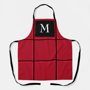 Red and Black Single Initial Christmas Apron