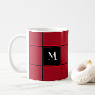 Red and Black Single Initial Christmas Coffee Mug
