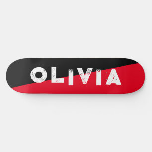 red and black skateboard retro split