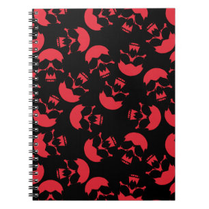 Red and Black Skull Pattern Notebook