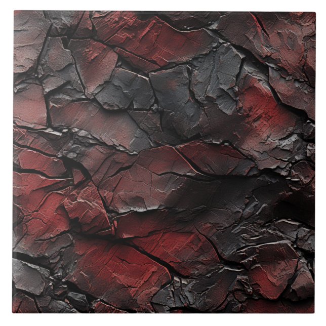 Red and Black Slate Effect Pattern Ceramic Tile (Front)