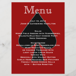 Red and Black Spades Custom Wedding Menu