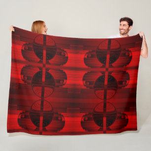 Red and Black Spheres Abstract Geometric Art Blank Fleece Blanket