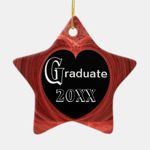 Red and Black Spiralled Heart Ceramic Tree Decoration