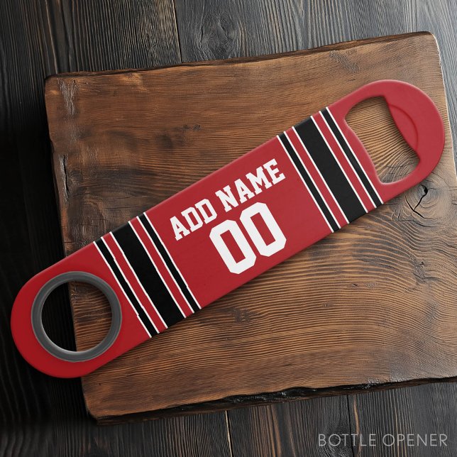 Red and Black Sports Jersey Custom Name Number (Custom Bar Key)