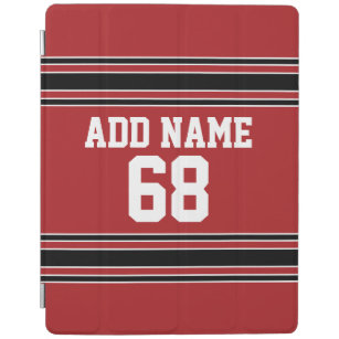 Red and Black Sports Jersey Custom Name Number iPad Smart Cover