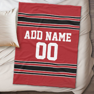 Red and Black Sports Jersey Personalised Fleece Blanket