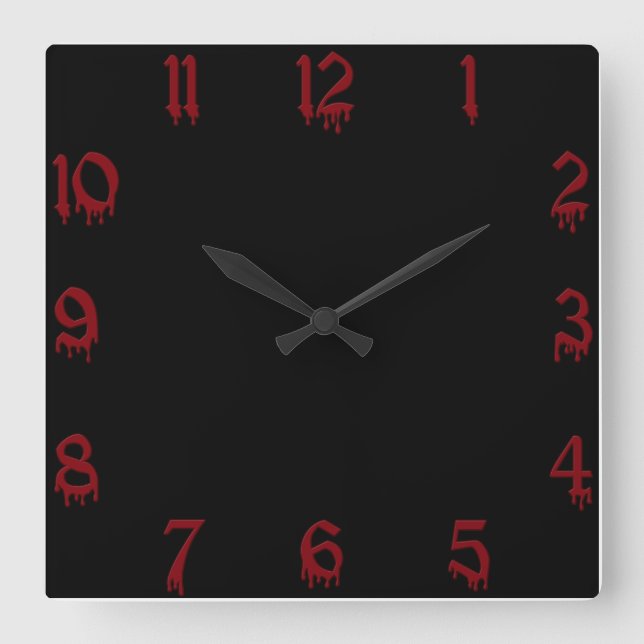 Red and Black Square Wall Clock (Front)