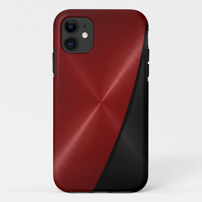 Red and Black Stainless Steel Metal Case-Mate iPhone Case (Back)