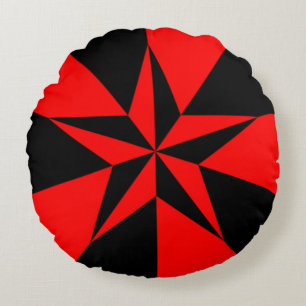 Red and Black Star (Flag of Libertarian Socialism) Round Cushion