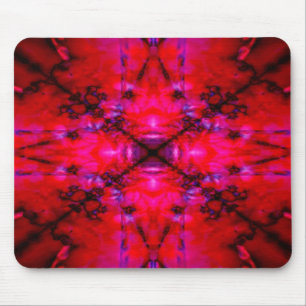Red and black star kaleidoscope pattern mouse pad