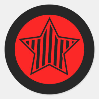 Red and Black Star Round Sticker