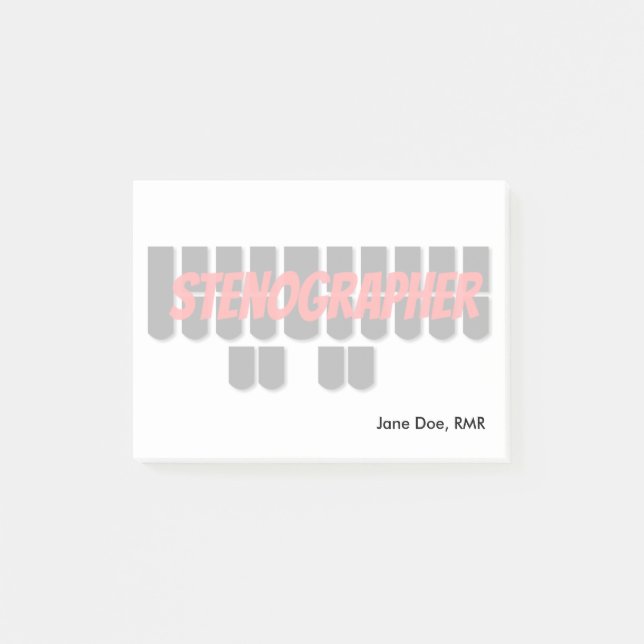 Red and Black Stenographer Steno Machine Keys Post-it Notes (Front)