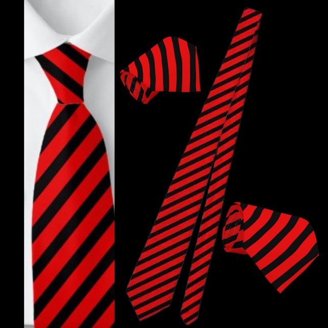 Red And Black Striped Abstract Pattern Neck Tie (Creator Uploaded)