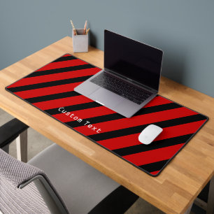 Red and Black Striped Computer Text Desk Mat