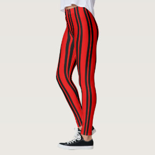 Women's Red And Black Stripe Leggings & Tights