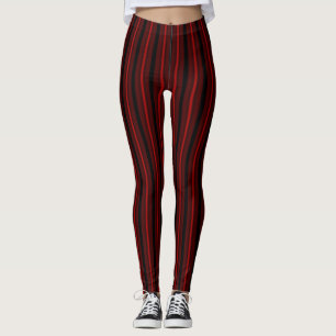 Red and Black Striped Leggings