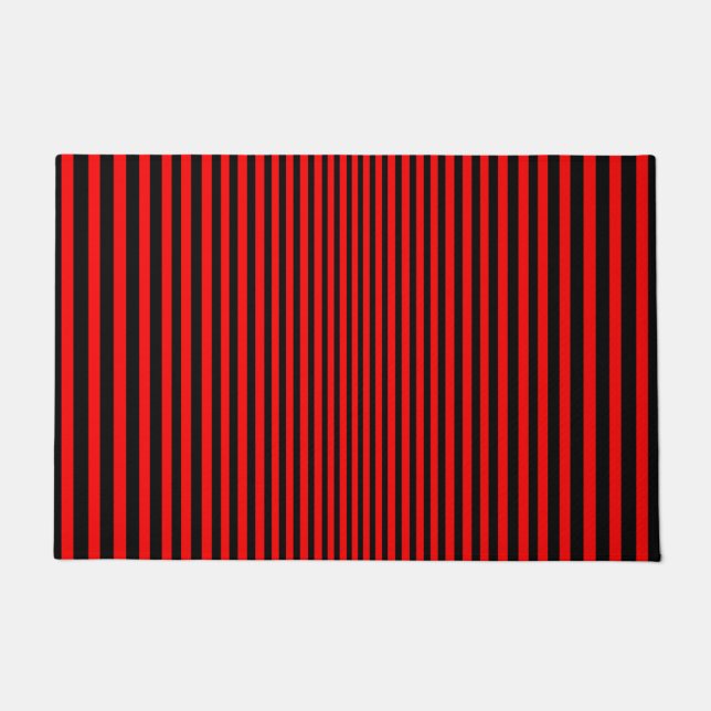 Red and Black Stripes Doormat (Front)