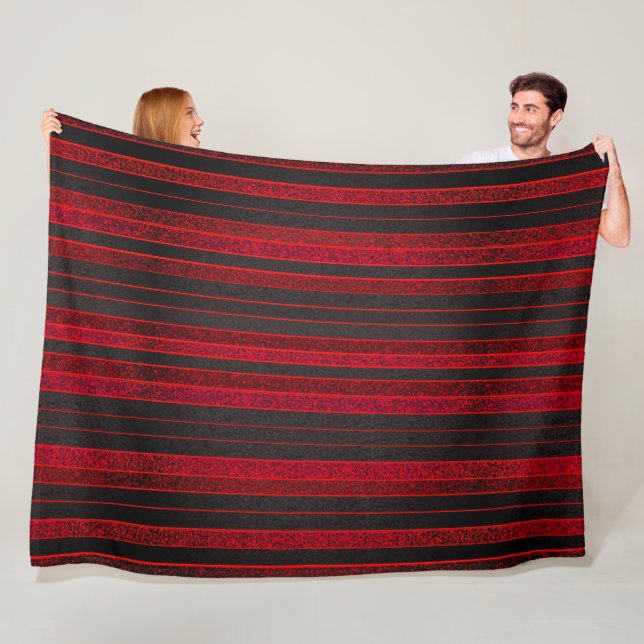 Red and Black Stripes Fleece Blanket (In Situ)