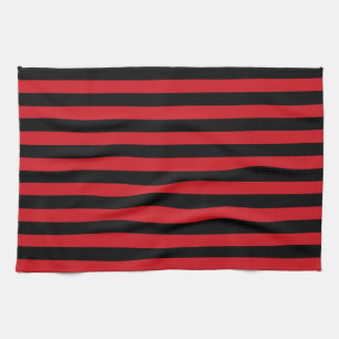 Red and Black Stripes Kitchen Towel