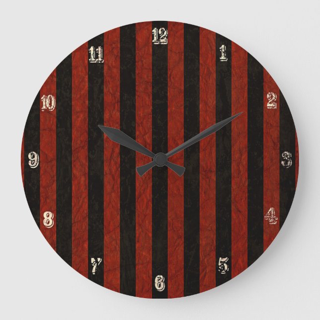 Red And Black Stripes Large Clock (Front)