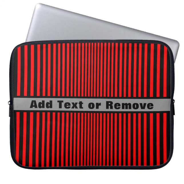 Red and Black Stripes - Personalizable Laptop Sleeve (Front)