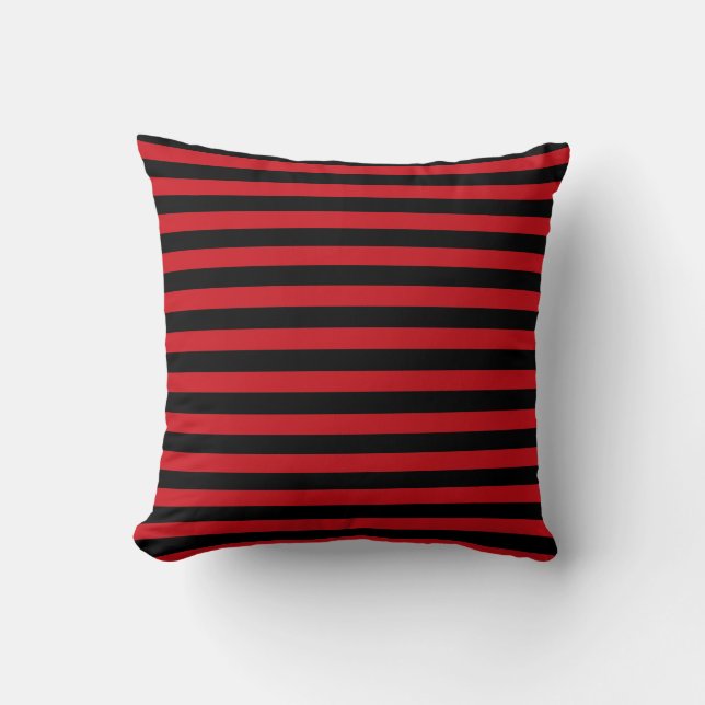 Red and Black Stripes Pillow (Front)