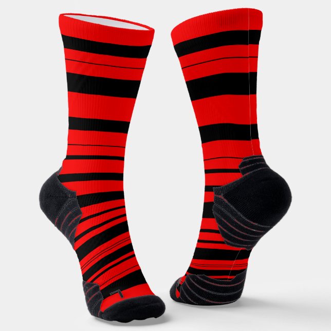 Red and Black Stripes Socks (Angled)