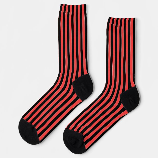 Red And Black Stripes  Socks (Left)
