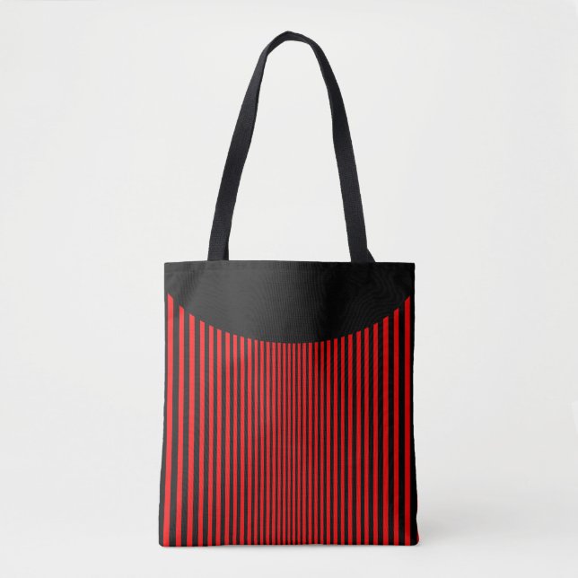 Red and Black Stripes Tote Bag (Front)