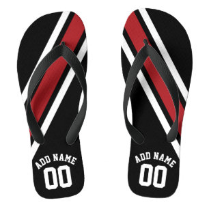 Red and Black Stripes with Name and Number Thongs
