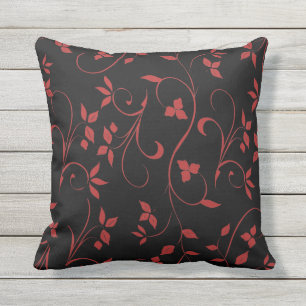 Red and Black Stunning Decorative Fern Cushion