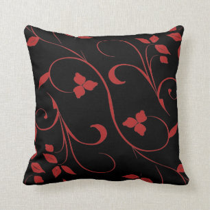 Red and Black Stunning Decorative Fern Cushion