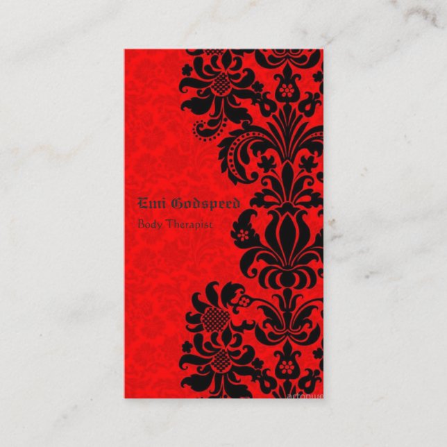 Red and Black Stylish and Cool Business Card (Front)