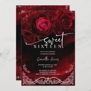 Red and Black Sweet SIXTEEN Birthday Template
