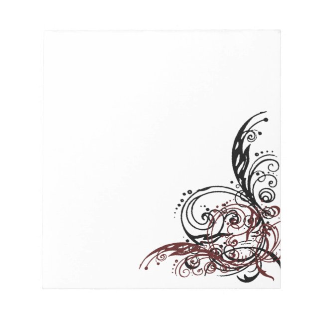 Red and Black Swirls Notepad (Front)
