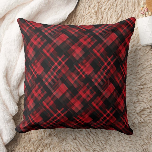 Red and black tartan pattern cushion (Blanket)
