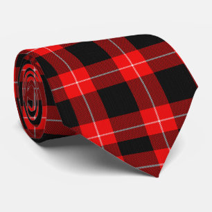 Red and black tartan pattern tie