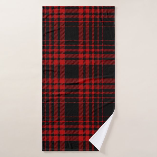 Red and black tartan plaid Scottish seamless patte Bath Towel (Bath Towel)