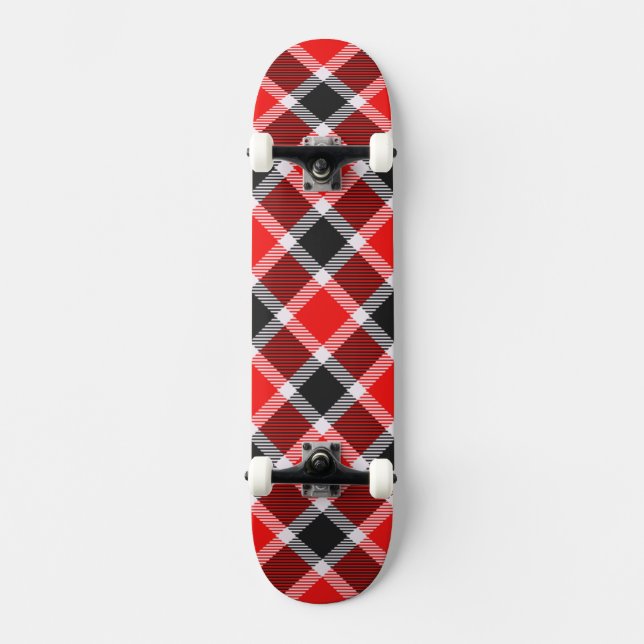 Red And Black Tartan Skateboard (Front)