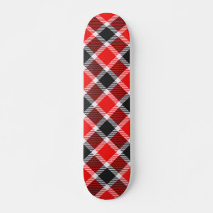 Red And Black Tartan Skateboard
