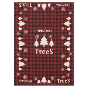 Red and Black Tartan Snowflake Christmas trees Tablecloth