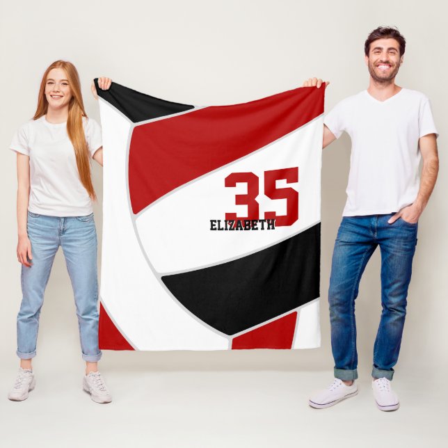 red and black team colours ginormous volleyball fleece blanket (In Situ)